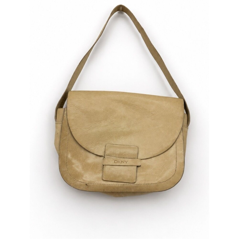 DKNY Leather Beige Pale Yellow Shoulder Bag Y2k Style Designer